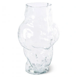 Vază transparentă înaltă din sticlă, 23x20x36cm