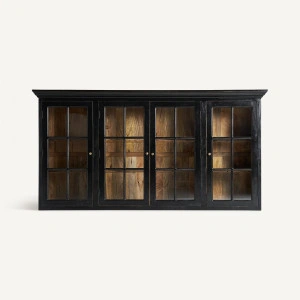 Bufet superior negru din lemn de mango, 218x42x113 cm, ZENICA