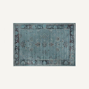 Covor dreptunghiular turcoaz cu ornamente, din viscoză, 230x160 cm, SUYAY