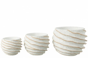 Ghiveci alb/bej, din ceramică, 27x27x21 cm
