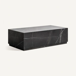 Masa de cafea neagra, din marmura, 120x60x35 cm, LAIZ