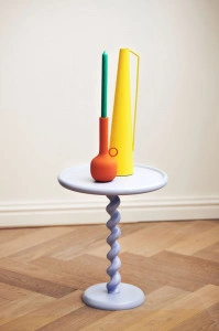 Măsuță laterală albastru deschis, din metal, 46x46x56 cm, TWISTER