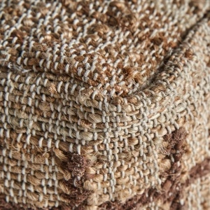 Puf maro, din iuta, piele si bumbac, 42x42x43 cm, MITTET