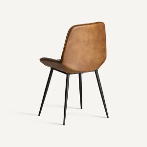 Scaun dining maro camel, din fier și piele, 44x52x84 cm, MORTON - Img 4