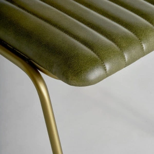 Scaun dining verde/auriu, din piele, fier și ratan, 44x49x79 cm, ALMSTOCK - Img 4