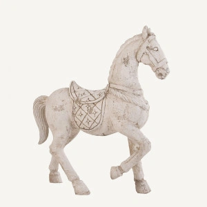 Sculptură alb antic din rășină, cal, 80x20x83 cm, CABALLO
