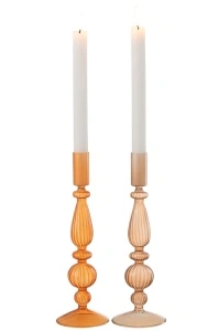 Set 2 suporturi pentru lumanari din sticla, multicolor, 26 cm