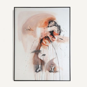 Tablou, tonuri de portocaliu, din canvas, 143x5x183 cm