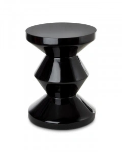 Taburet rotund, negru, din poliester, 35,5x35,5x46 cm, ZIG ZAG