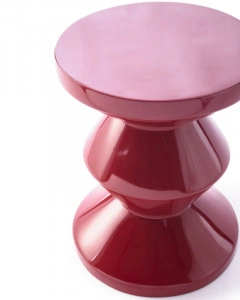 Taburet rotund, roșu burgundy, din poliester, 35,5x35,5x46 cm, ZIG ZAG