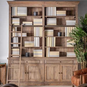 Bibliotecă natur, din lemn de mango, fier și MDF, 197x42x232 cm, MANDERN - Img 8