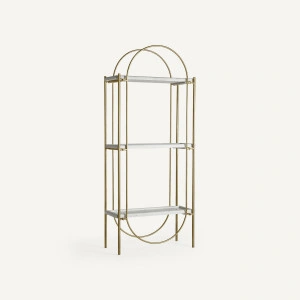Etajeră aurie/albă, din fier și marmură, 79x32x181 cm, DIEUZE - Img 2