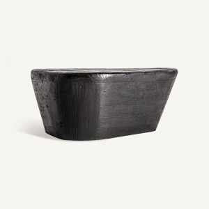 Masa de cafea neagra, din lemn de tec, 77x64x40 cm, LESTANS