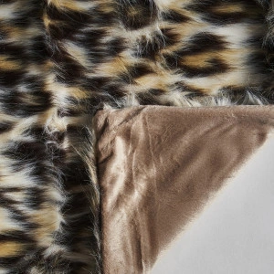 Pătură bej/maro, din microfibre, 130x170 cm, TIGRE - Img 3