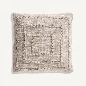 Perna patrata alba/maro, din bumbac si poliester, 50x50x15 cm, CLANCY