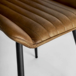 Scaun dining maro camel, din fier și piele, 44x52x84 cm, MORTON - Img 5