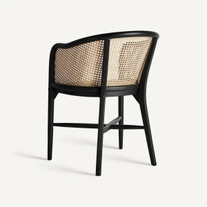 Scaun dining negru/natur, din lemn de mesteacăn și in, 54x56x78 cm, NUCHIS - Img 4