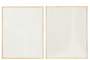 Set de 2 tablouri abstracte din lemn, albe, 40x2x50 cm, ABSTRACT  