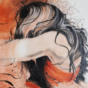 Tablou, tonuri de portocaliu, din canvas, 143x5x183 cm - Img 2