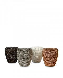 Taburet rotund argintiu din metal, 40x40x46 cm, DOT