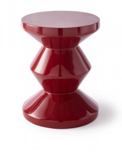 Taburet rotund, roșu burgundy, din poliester, 35,5x35,5x46 cm, ZIG ZAG