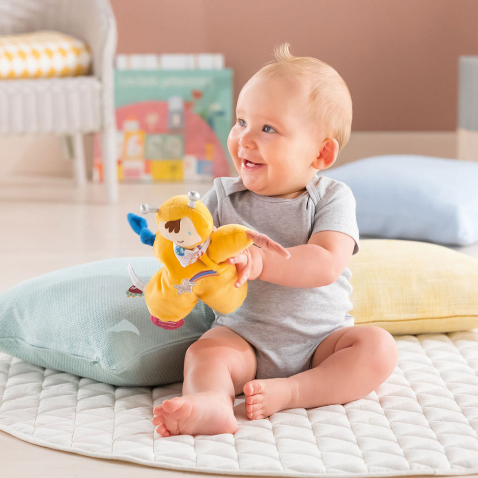 Jucarie de plus pentru somn bebelusi Corolle Mon Doudou Astronaut galben 25 cm