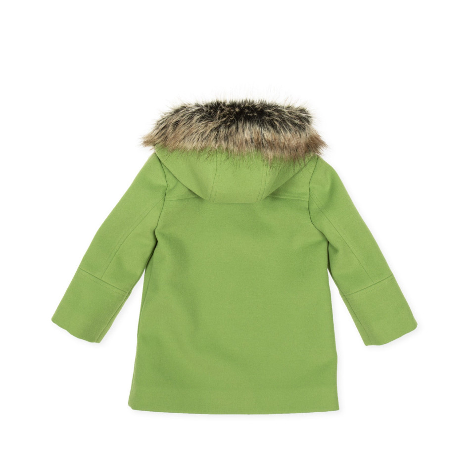 Palton verde cu gluga si blana Tutto Piccolo