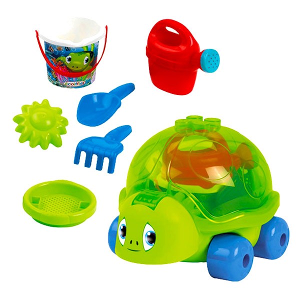 Set de nisip in Broscuta vesela cu roti Ecoiffier