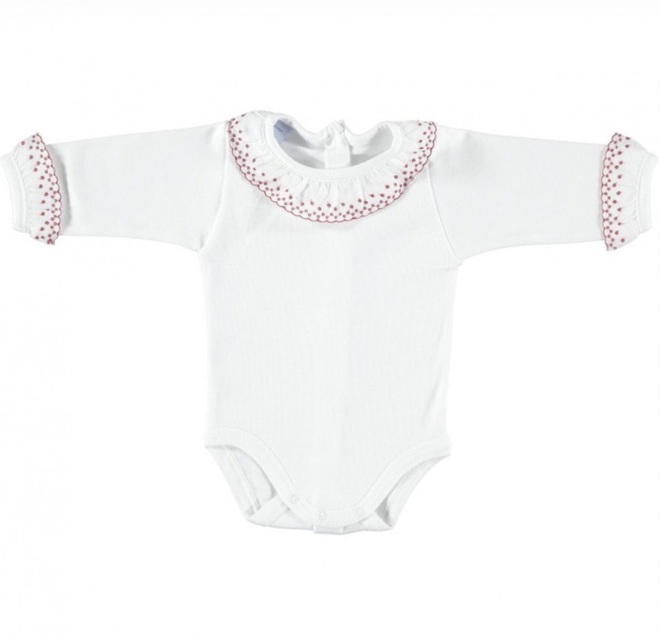 Body cu maneca lunga si broderie bordo Babidu