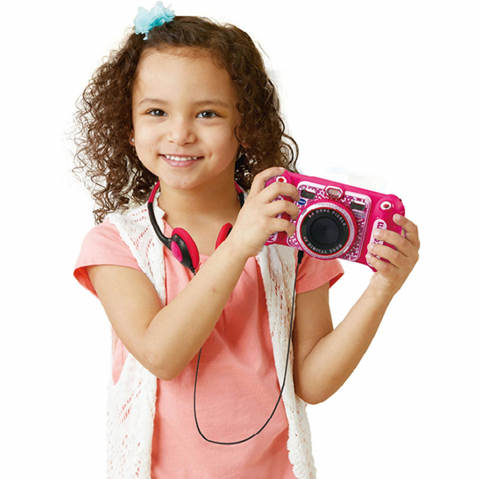 Camera digitala pentru copii VTech KidiZoom Duo DX cu MP3 Player, Roz