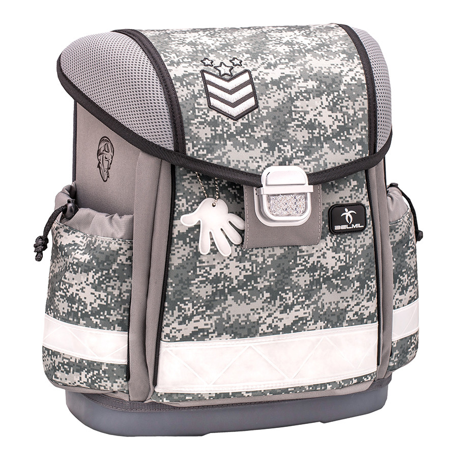 Ghiozdan scoala echipat Belmil Classy - Camuflaj gri