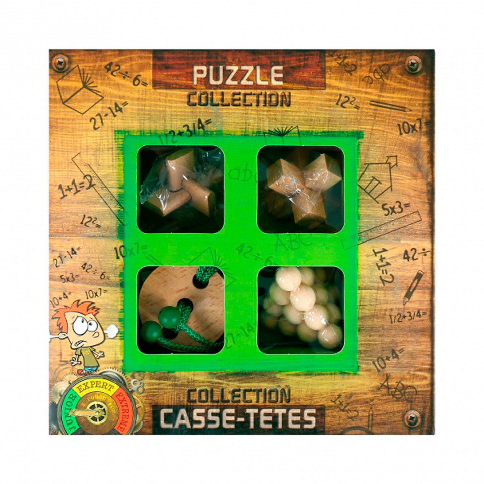 Set 4 piese Wooden Brain Puzzles Junior