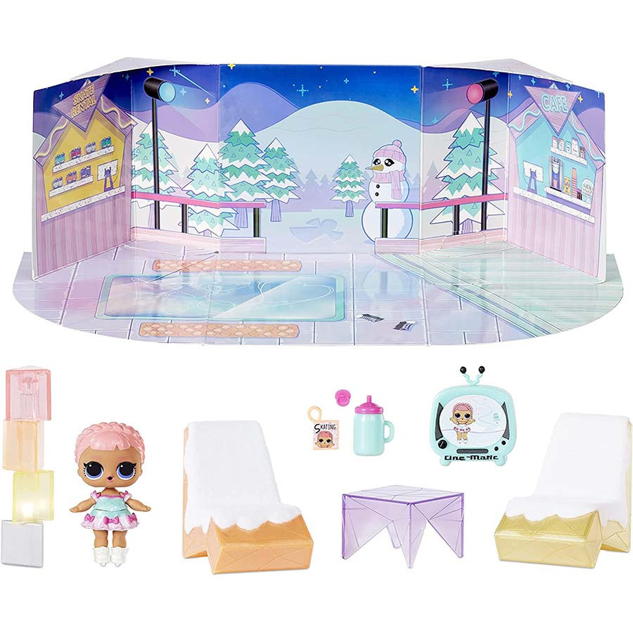 Set de joaca LOL Surprise Furniture Winter Chill cu papusa Ice Sk8er