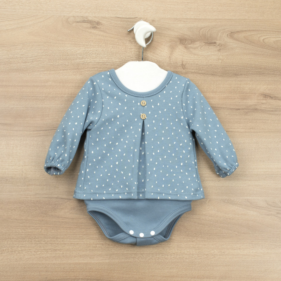 Body rochita cu maneca lunga albastru cu buline Babidu