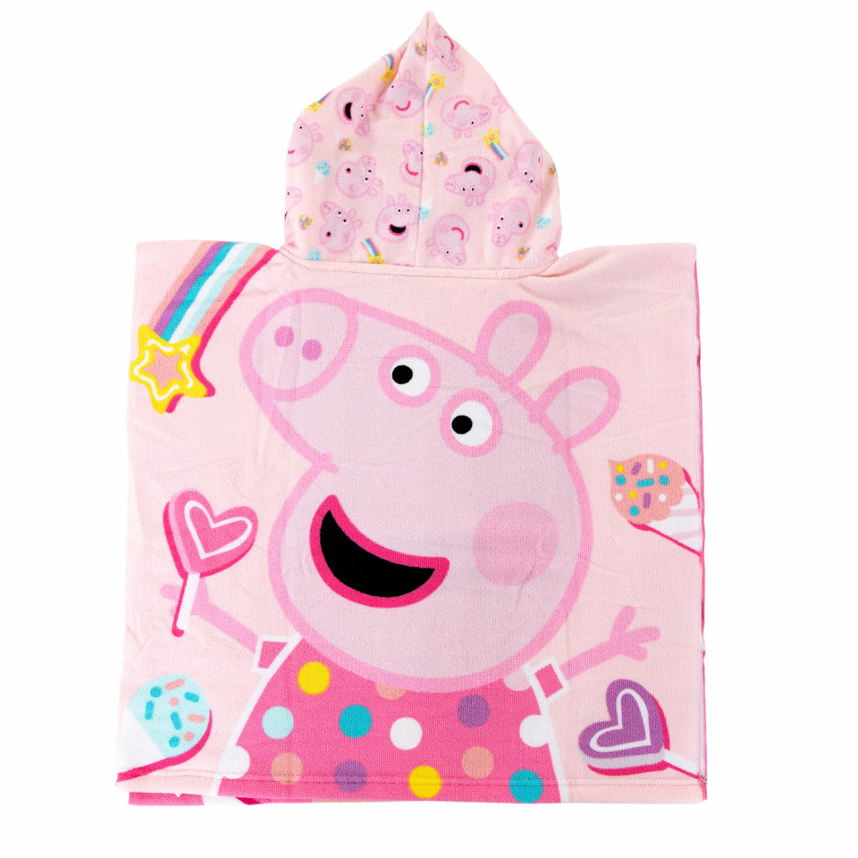 Prosop de plaja tip poncho Peppa Pig 55 x 55 cm