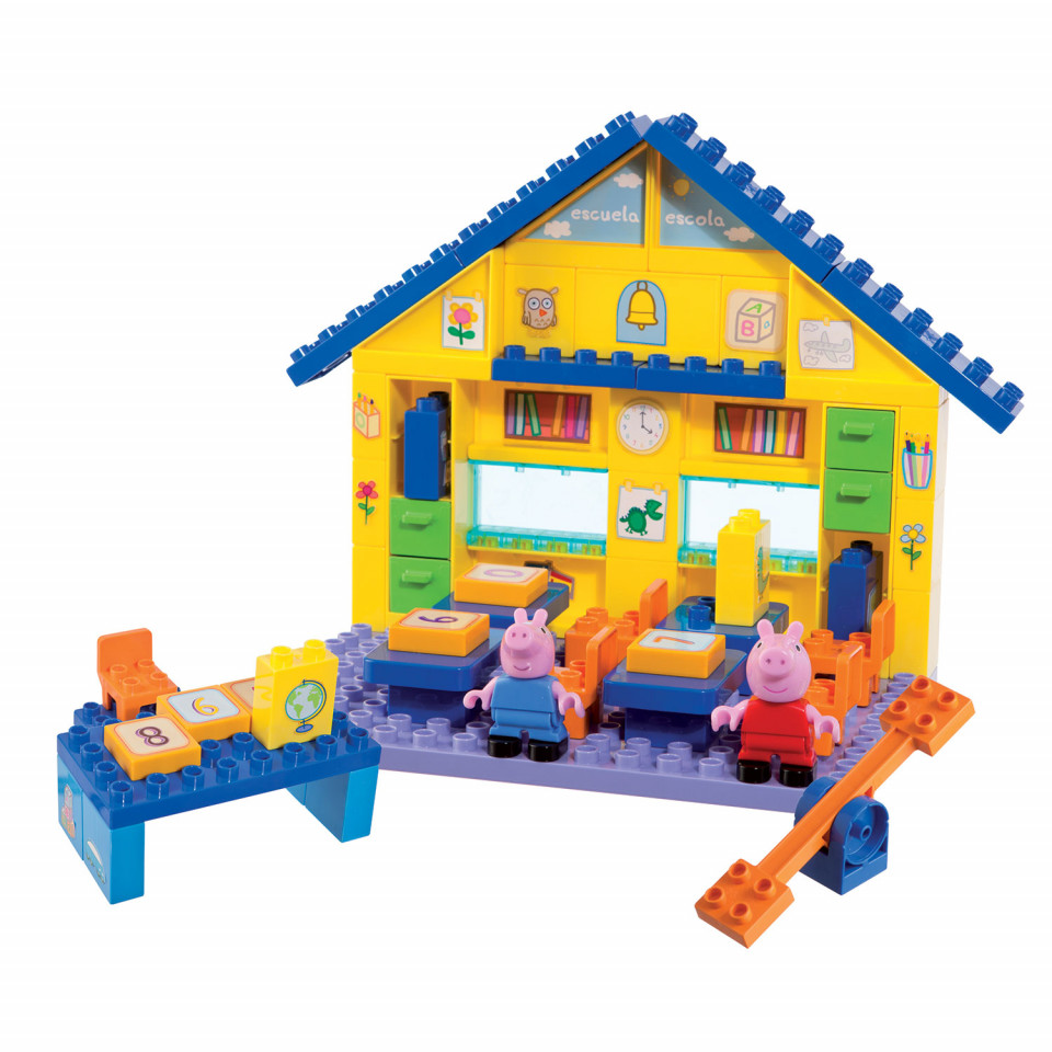 Set de constructie 87 piese Big Bloxx Scoala lui Peppa Pig