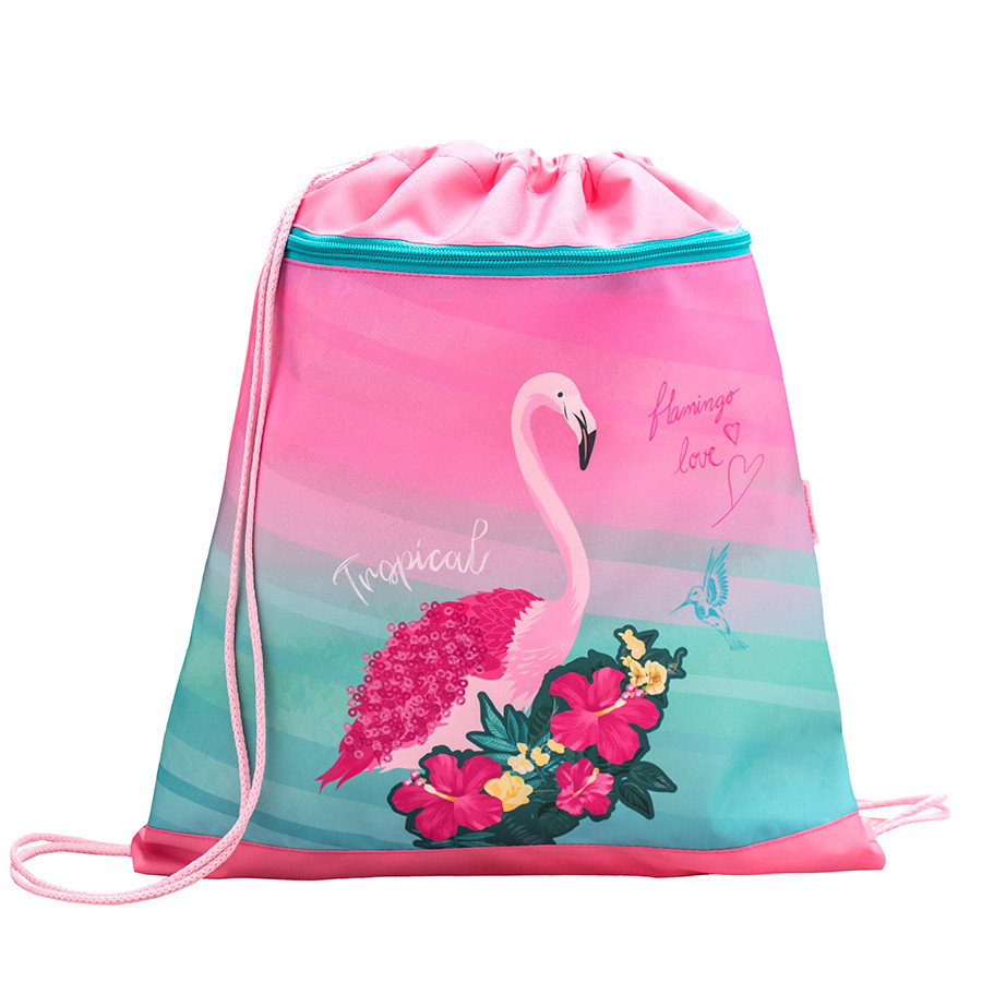 Ghiozdan scoala echipat Belmil Customize me - Flamingo love