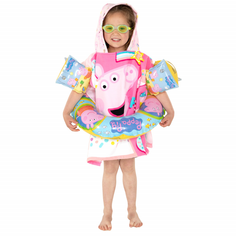 Prosop de plaja tip poncho Peppa Pig 55 x 55 cm