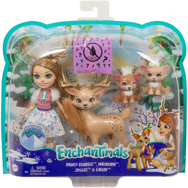 Set de joaca papusa Rainey Reindeer si renii Marathon, Jogger si Gallop Enchantimals