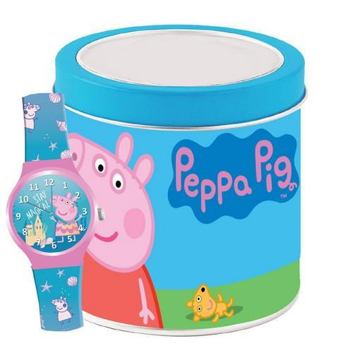 Ceas de mana analog in cutie metalica Peppa Pig