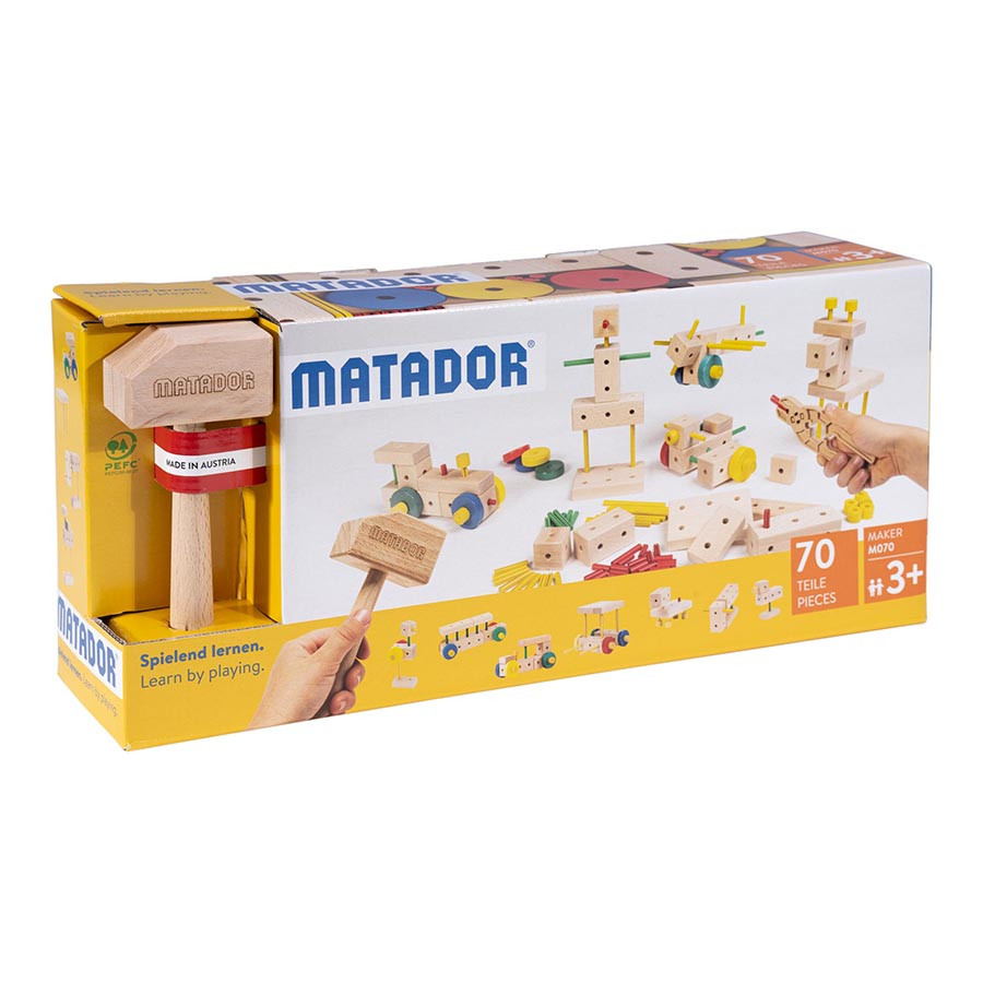 Set de constructie din lemn 70 piese Matador