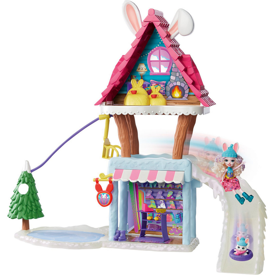 Set de joaca Cabana de Schi Enchantimals cu Papusa Bevy Bunny si Jump