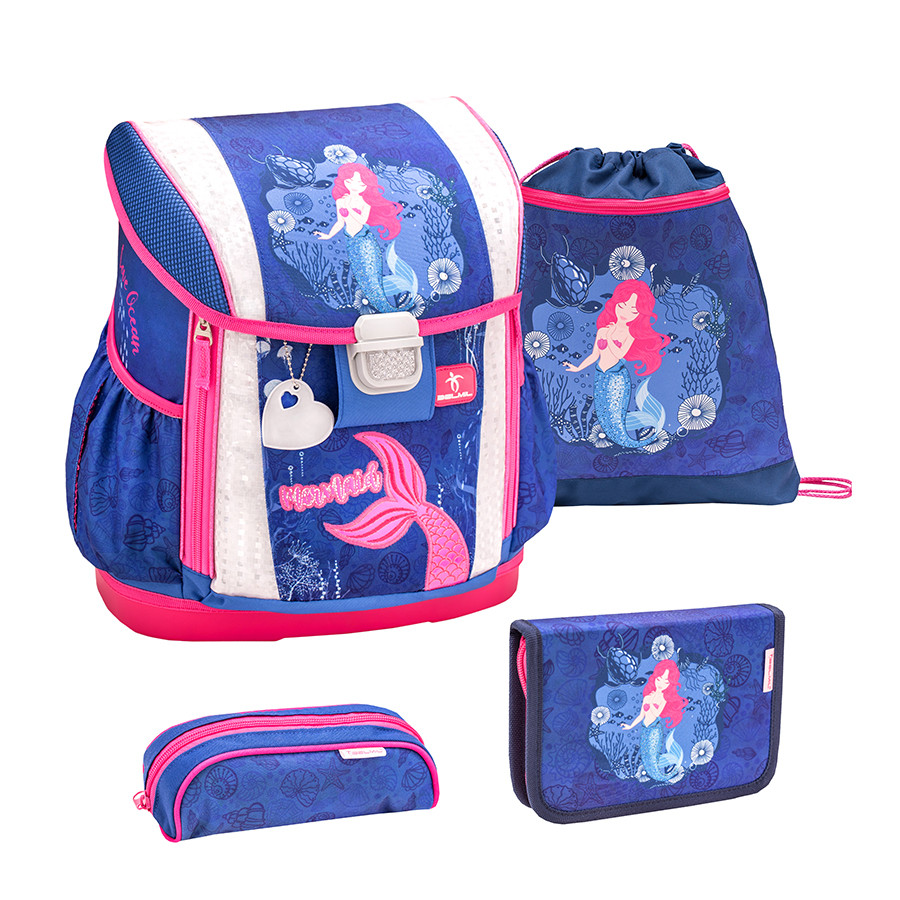 Ghiozdan scoala echipat Belmil Customize me - Sirena cu parul roz