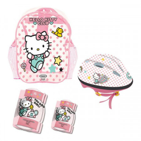 Echipament de protectie in rucsac, Casca, Cotiere si Genunchiere Hello Kitty