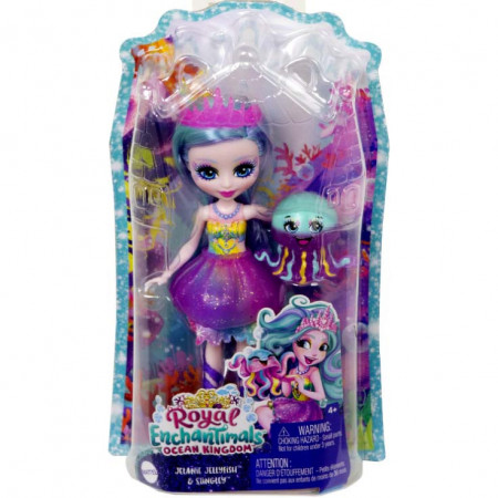 Papusa Jelanie Jellyfish si figurina Stingley Enchantimals Royal Ocean Kingdom