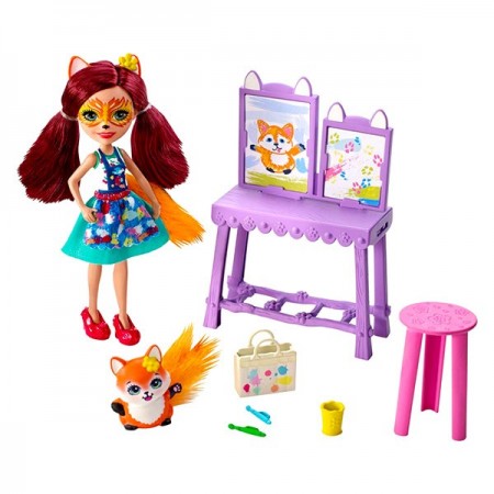 Set de joaca Papusa Felicity Fox si Studioul de Arta EnchanTimals