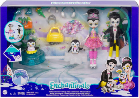 Set de joaca Patinatori pe Gheata Enchantimals cu Papusi Preena Penguin si Patterson Penguin