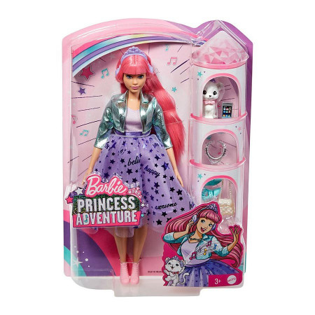 Barbie Princess Adventure - Papusa Daisy cu parul roz si pisicuta