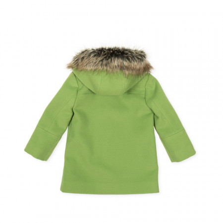 Palton verde cu gluga si blana Tutto Piccolo