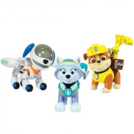 Set 3 figurine : Everest, Robocatel si Rubble Patrula Catelusilor